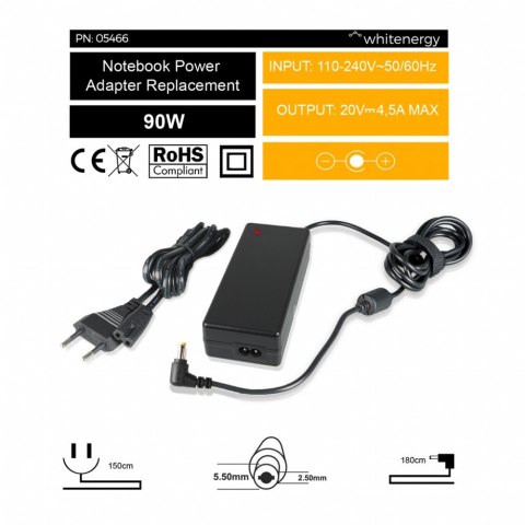 Zasilacz 05466 20V | 4.5A 90W wtyk 5.5*2.5 mm Zasilacz 05466 20V | 4.5A 90W wtyk 5.5*2.5 mm