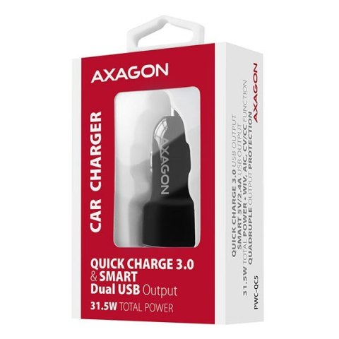 PWC-QC5 Ładowarka samochodowa QUICK SMART 31.5W, 2x port QC3.0/AFC/FCP + 5V-2.6A PWC-QC5 Ładowarka samochodowa QUICK SMART 31.5W, 2x port QC3.0/AFC/FCP + 5V-2.6A