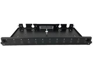 Przełącznica światłowodowa 12xSC simplex / 12xLC duplex 19\" 1U z płytą czołową oraz akces. montaż.