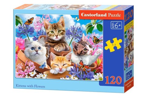 Puzzle 120 elementów Kotki w kwiatkach Puzzle 120 elementów Kotki w kwiatkach