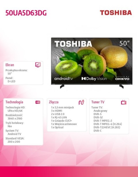 Telewizor LED 50 cali 50UA5D63DG Telewizor LED 50 cali 50UA5D63DG