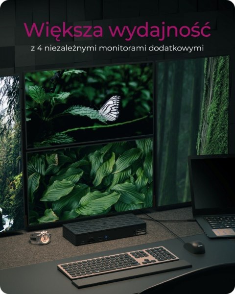 Stacja dokująca IB-DK2288AC 13in1,4x4K Monitory,PD 100Watt,Audio,LAN, czytnik Kart, DisplayLink Stacja dokująca IB-DK2288AC 13in1,4x4K Monitory,PD 100Watt,Audio,LAN, czytnik Kart, DisplayLink