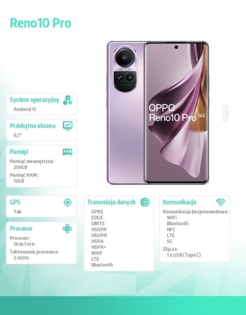 Smartfon Reno10 Pro 12/256GB Fioletowy Smartfon Reno10 Pro 12/256GB Fioletowy