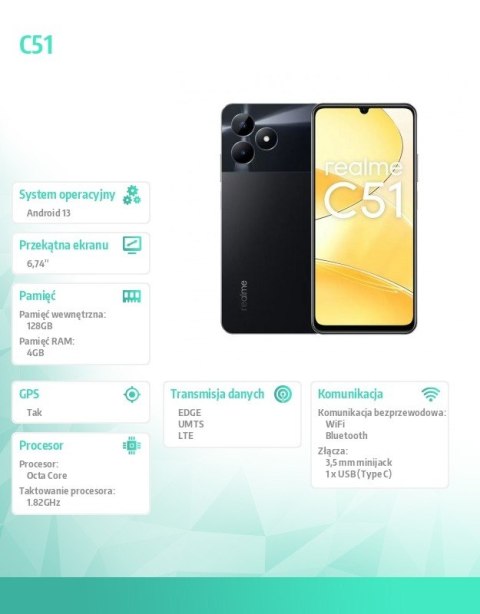 Smartfon C51 4/128 GB Czarny RMX3830 Smartfon C51 4/128 GB Czarny RMX3830