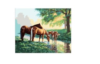Diamentowa mozaika - Konie nad rzeką