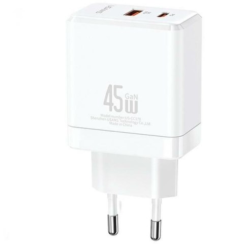 Ładowarka sieciowa USB-C+USB-A 45W GaN PD 3.0 Ładowarka sieciowa USB-C+USB-A 45W GaN PD 3.0