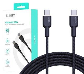 CB-NCC2 kabel USB-C - USB-C 1.8m 60W PD 3A 20V nylonowy oplot czarny