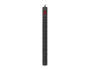 Listwa przeciwprzepięciowa M12/16A Rack 19'' 1.5m czarna (12 gniazd)