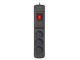 Listwa przeciwprzepięciowa M3 1.5m czarna (3 gniazda)