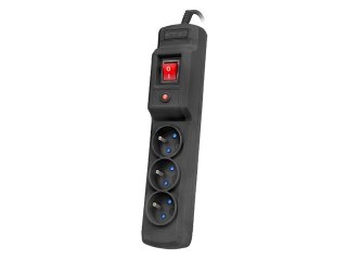 Listwa przeciwprzepięciowa M3 1.5m czarna (3 gniazda)