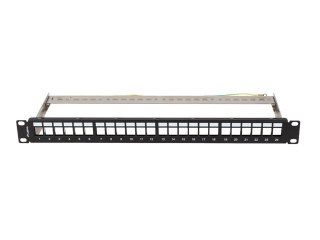Patch panel pusty 24 porty 1U 19 cali ftp do modułów keystone czarny