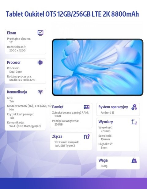 Tablet OT5 12/256GB 11000 mAh 12" czarny Tablet OT5 12/256GB 11000 mAh 12" czarny