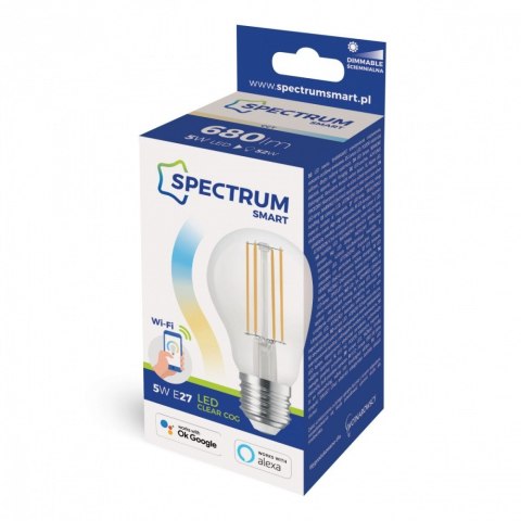 Żarówka Smart Tuya WiFi GLS 5W COG CLEAR CCT+DIM