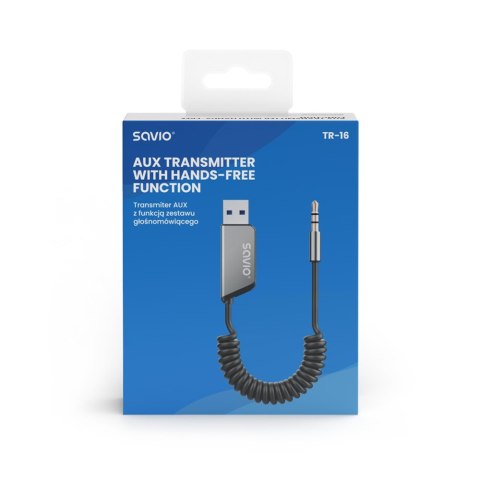 Adapter transmiter AUX z bluetooth 5.3, funkcja zestawu głośnomówiącego, TR-16 Adapter transmiter AUX z bluetooth 5.3, funkcja zestawu głośnomówiącego, TR-16