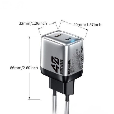 Ładowarka sieciowa 2x USB-C Super Fast Charger GaN 40W Ładowarka sieciowa 2x USB-C Super Fast Charger GaN 40W