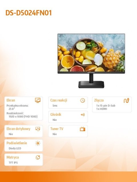 Monitor DS-D5024FN01 24 cale Monitor DS-D5024FN01 24 cale