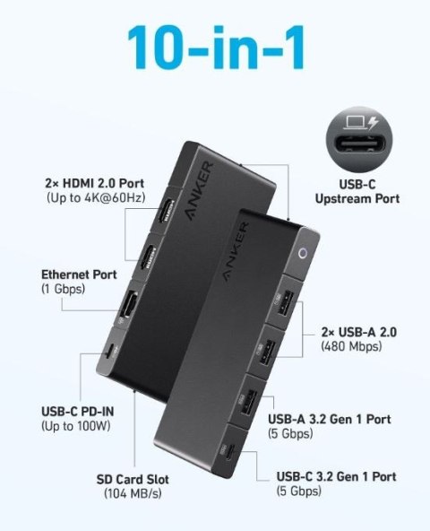 Hub 364 USB-C Dual Display 10w1 2x4K HDMI eth czarny Hub 364 USB-C Dual Display 10w1 2x4K HDMI eth czarny