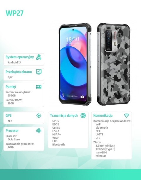 Smartfon WP27 12/256GB 8500 mAh DualSIM camouflage Smartfon WP27 12/256GB 8500 mAh DualSIM camouflage