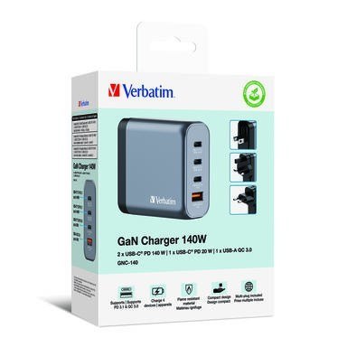 Ładowarka GNC-140 32203 GaN 140W, PD 3.1, QC 3.0 3x USB-C, 1x USB-A, UE / UK Ładowarka GNC-140 32203 GaN 140W, PD 3.1, QC 3.0 3x USB-C, 1x USB-A, UE / UK
