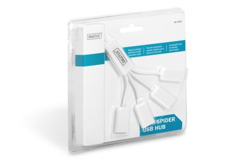 HUB/Koncentrator 4-portowy "Spider" USB 2.0 SuperSpeed, pasywny, Biały