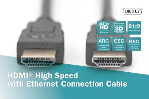 Kabel połączeniowy HDMI HighSpeed z Ethernetem 4K 60Hz UHD Typ HDMI A/HDMI A M/M 1m Czarny