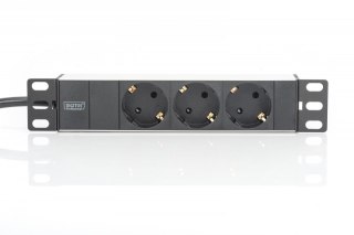 Listwa zasilająca PDU 10 cali RACK 3xSchuko, 2m 1xSchuko, 16A, Aluminiowa