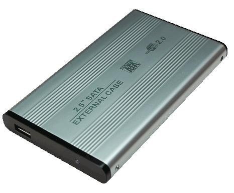 Obudowa aluminiowa do HDD 2,5' SATA, USB, srebrna Obudowa aluminiowa do HDD 2,5' SATA, USB, srebrna