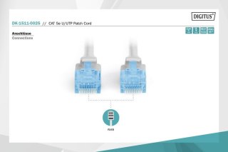 Patch cord kat.5e UTP CU AWG 26/7 0,25m Szary