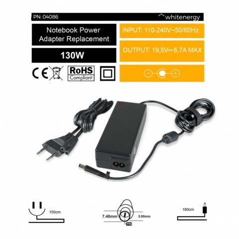Zasilacz 04086 19.5V | 6.7A 130W wtyk 7.4*5.0mm + pin Dell Zasilacz 04086 19.5V | 6.7A 130W wtyk 7.4*5.0mm + pin Dell