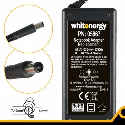 Zasilacz 19V | 4.74A 90W wtyk 7.4*5.0 mm + pin HP Compaq (05867) Zasilacz 19V | 4.74A 90W wtyk 7.4*5.0 mm + pin HP Compaq (05867)