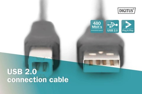Kabel połączeniowy USB 2.0 HighSpeed Typ USB A/USB B M/M 3m Czarny Kabel połączeniowy USB 2.0 HighSpeed Typ USB A/USB B M/M 3m Czarny