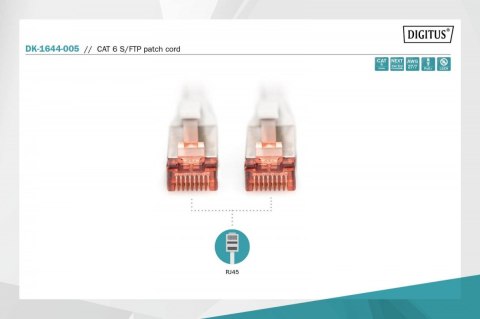 Patch cord S/FTP kat.6 LS0H 0,5m Szary