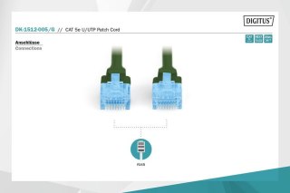 Patch cord U/UTP kat.5e PVC 0,5m zielony
