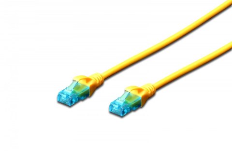 Patch cord U/UTP kat.5e PVC 10m Żółty
