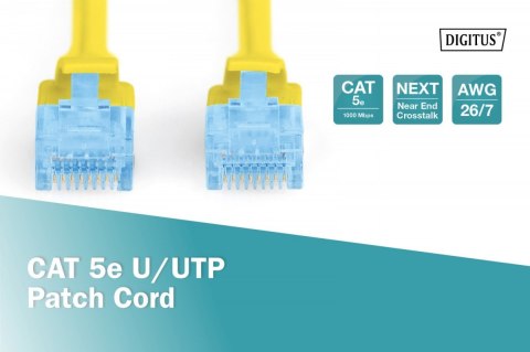Patch cord U/UTP kat.5e PVC 10m Żółty