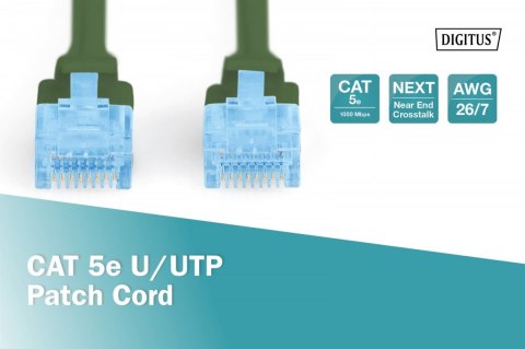 Patch cord U/UTP kat.5e PVC 1m zielony