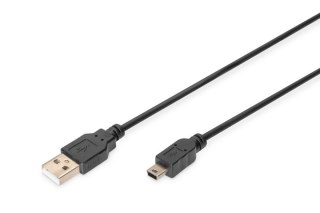 Kabel połączeniowy USB 2.0 HighSpeed "Canon" Typ USB A/miniUSB B (5pin) M/M 1,8m Czarny