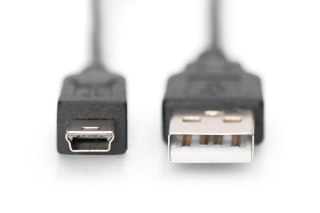 Kabel połączeniowy USB 2.0 HighSpeed "Canon" Typ USB A/miniUSB B (5pin) M/M 3m Czarny