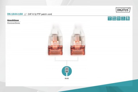 Patch cord S/FTP kat.6LS0H 15m Szary Patch cord S/FTP kat.6LS0H 15m Szary