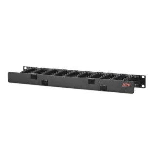 Poziomy organizer kabli, 1U, jednostronny z osłoną, Czarny AR8602A