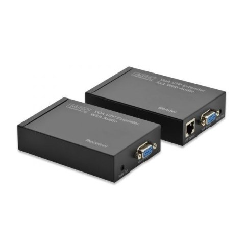 Przedłużacz/Extender VGA do 300m po skrętce Cat.5e UTP, 1920x1200p 60Hz WUXGA, z audio (zestaw) Przedłużacz/Extender VGA do 300m po skrętce Cat.5e UTP, 1920x1200p 60Hz WUXGA, z audio (zestaw)