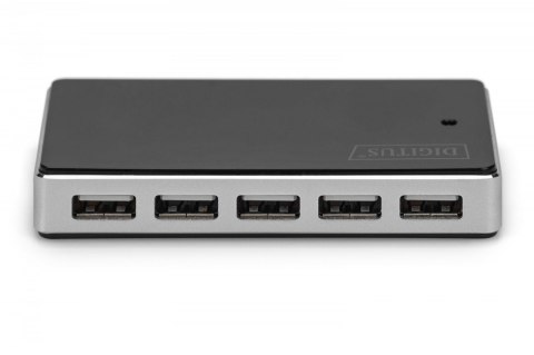 HUB/Koncentrator 10-portowy USB 2.0 HighSpeed, aktywny, Czarno-srebrny