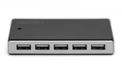 HUB/Koncentrator 10-portowy USB 2.0 HighSpeed, aktywny, Czarno-srebrny