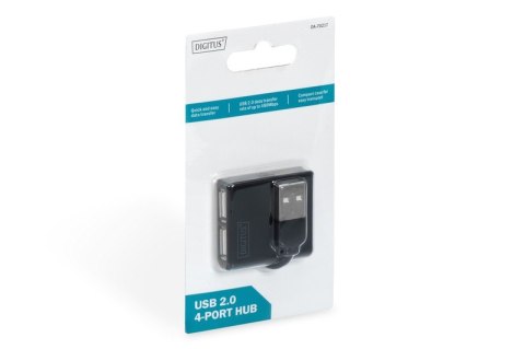 HUB/Koncentrator mini 4-portowy USB 2.0 SuperSpeed, pasywny, czarny