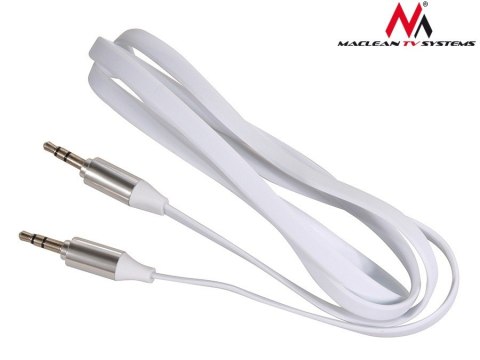 Przewód jack 3.5mm, płaski 1m, metalowy wtyk, MCTV-694 W Biały