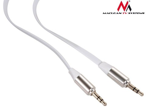 Przewód jack 3.5mm, płaski 1m, metalowy wtyk, MCTV-694 W Biały
