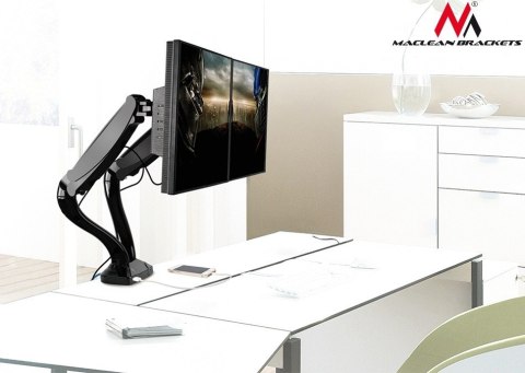 Uchwyt na 2 monitory czarny MC-674 gazowa sprężyna usb 13"-27" 6 kgx2 Uchwyt na 2 monitory czarny MC-674 gazowa sprężyna usb 13"-27" 6 kgx2