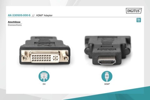 Adapter HDMI Standard 1080p 60Hz FHD Typ HDMI A/DVI-I (24+5) M/Ż Czarny Adapter HDMI Standard 1080p 60Hz FHD Typ HDMI A/DVI-I (24+5) M/Ż Czarny