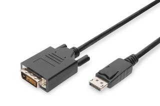 Kabel adapter Displayport z zatrzaskiem 1080p 60Hz FHD Typ DP/DVI-D (24+1) M/M 5m Czarny
