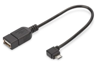 Kabel adapter USB 2.0 HighSpeed OTG Typ microUSB B kątowy/USB A M/Ż 0,15m Czarny